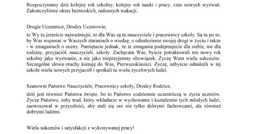 Rozpoczynamy dziś kolejny rok szkolny